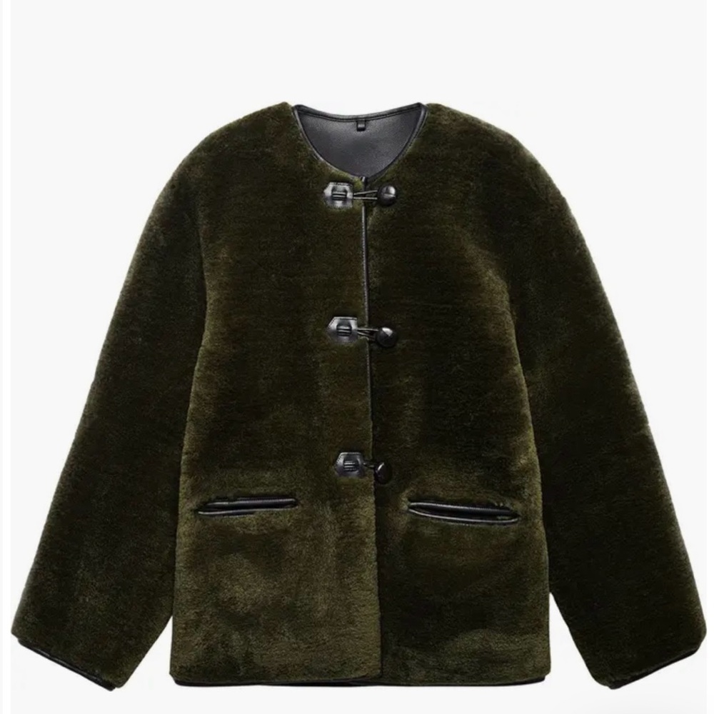 Mango Faux Fur Sherpa jacket size large